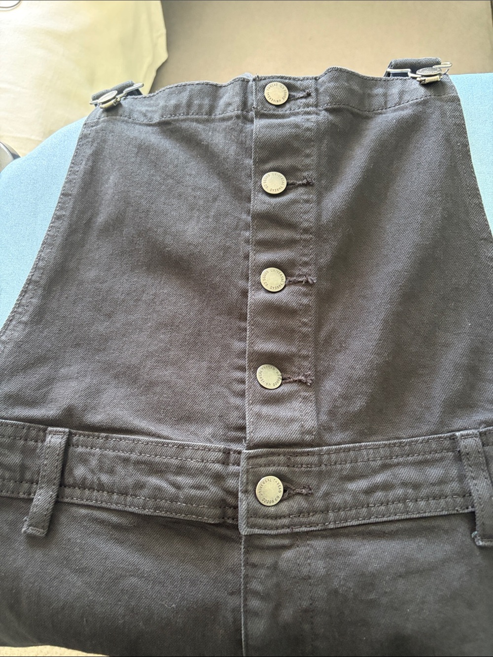 Universal Thread Black Button-Front Denim Overalls - Picture 2 of 5